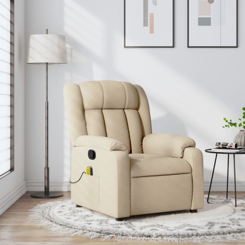 Fauteuil de massage inclinable en tissu crème de vidaXL