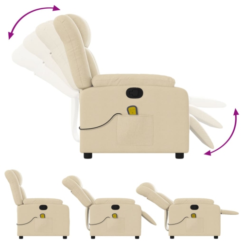 Fauteuil de massage inclinable en tissu crème de vidaXL