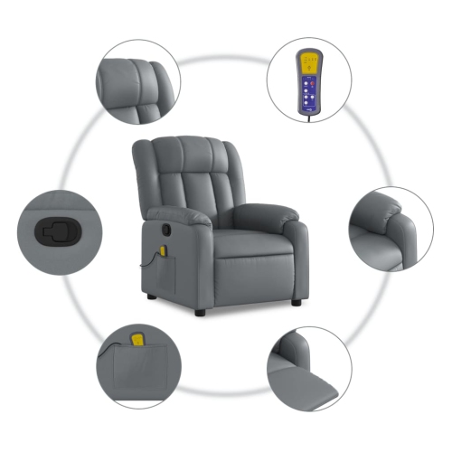 Fauteuil de massage inclinable en similicuir gris de vidaXL