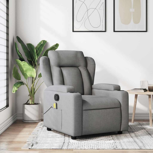 Fauteuil de massage inclinable en tissu gris pâle de vidaXL