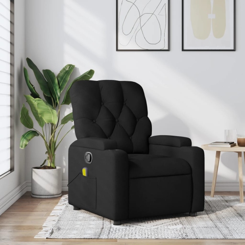 Fauteuil de massage inclinable en tissu noir vidaXL