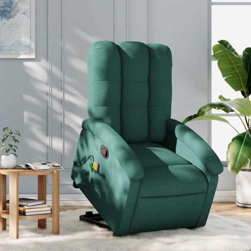 Fauteuil de massage inclinable debout vidaXL en tissu vert foncé