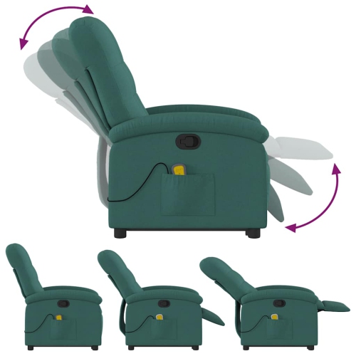 Fauteuil de massage inclinable debout vidaXL en tissu vert foncé