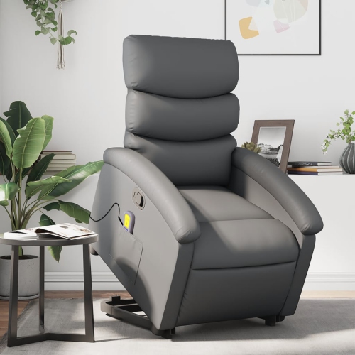 Fauteuil de massage inclinable en similicuir gris VidaXL