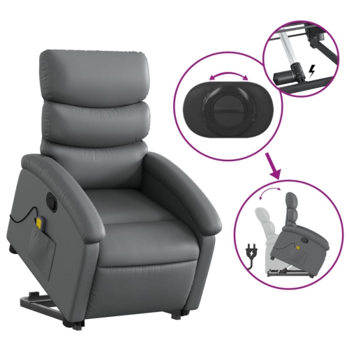 Fauteuil de massage inclinable en similicuir gris VidaXL