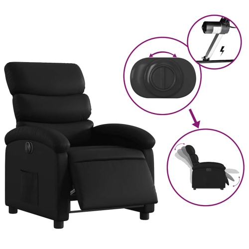 Fauteuil inclinable électrique en similicuir noir vidaXL