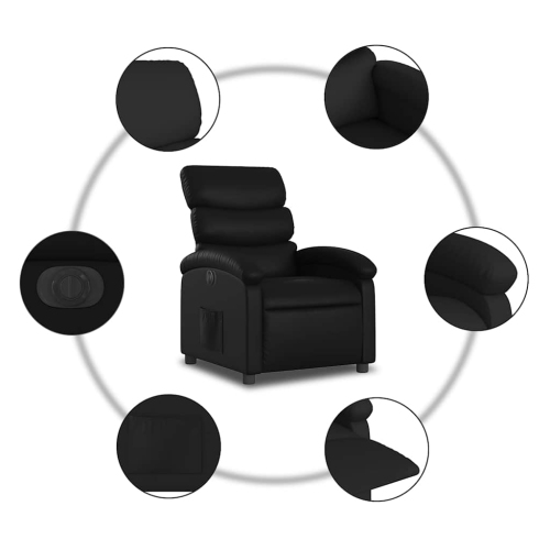 Fauteuil inclinable électrique en similicuir noir vidaXL
