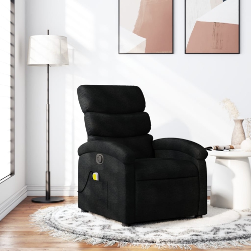 Fauteuil de massage inclinable en tissu noir vidaXL