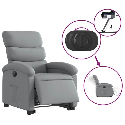Fauteuil inclinable électrique en tissu gris pâle VidaXL