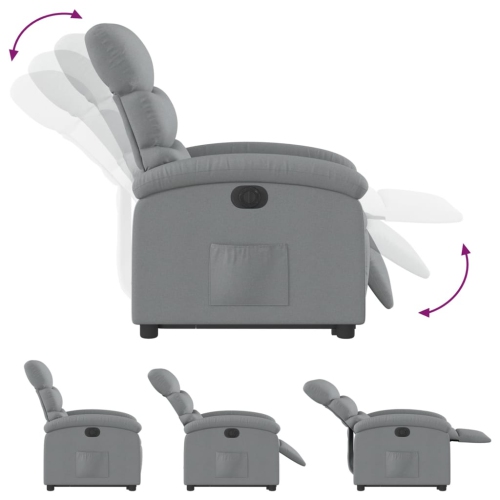 Fauteuil inclinable électrique en tissu gris pâle VidaXL