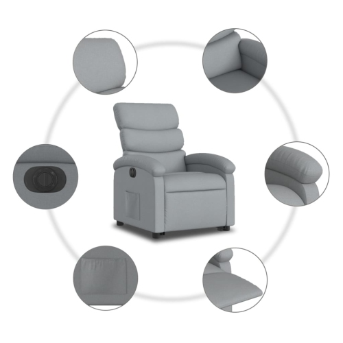 Fauteuil inclinable électrique en tissu gris pâle VidaXL