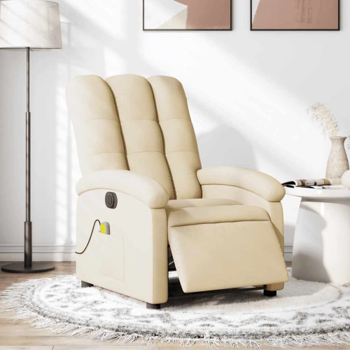 vidaXL Electric Massage Recliner Chair Cream Fabric