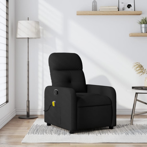 Fauteuil de massage inclinable en tissu noir vidaXL