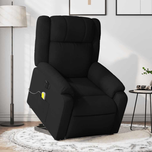 Fauteuil de massage inclinable électrique en tissu noir de vidaXL