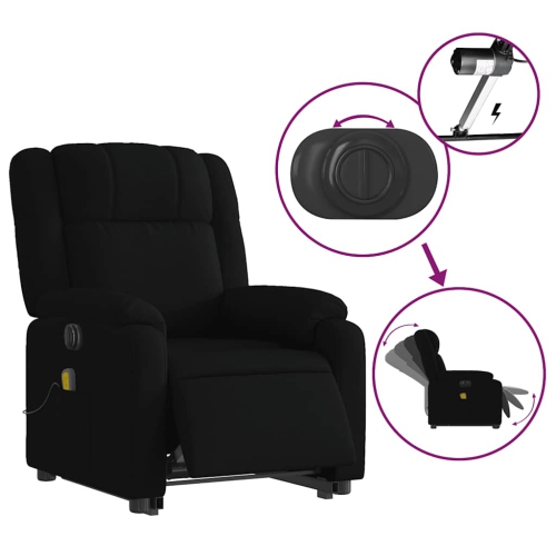 Fauteuil de massage inclinable électrique en tissu noir de vidaXL