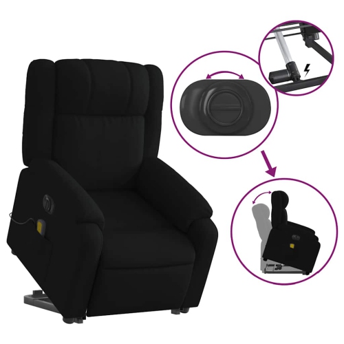 Fauteuil de massage inclinable électrique en tissu noir de vidaXL