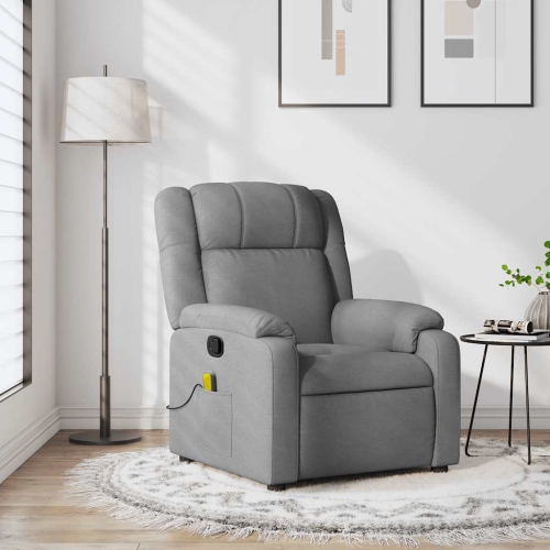 Fauteuil de massage inclinable en tissu gris pâle de vidaXL