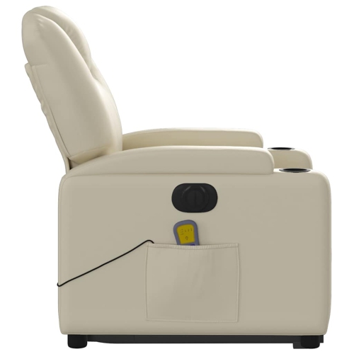 vidaXL Electric Stand up Massage Recliner Chair Cream Faux Leather