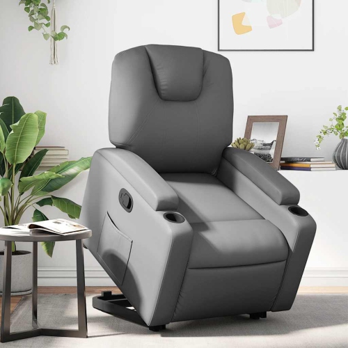 vidaXL Stand up Recliner Chair Grey Faux Leather