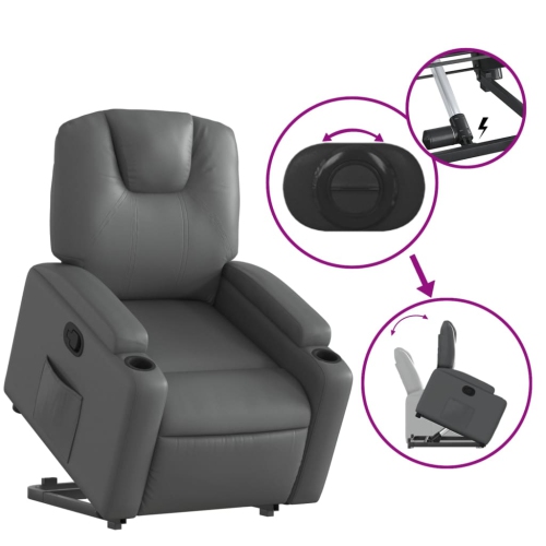 vidaXL Stand up Recliner Chair Grey Faux Leather