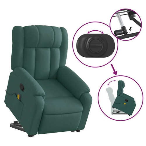 Fauteuil de massage inclinable debout vidaXL en tissu vert foncé