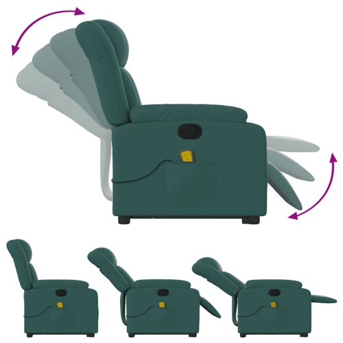 Fauteuil de massage inclinable debout vidaXL en tissu vert foncé