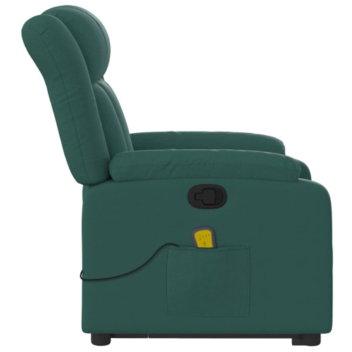 Fauteuil de massage inclinable debout vidaXL en tissu vert foncé