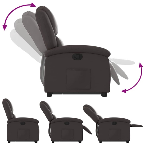 Fauteuil inclinable en cuir véritable brun foncé VidaXL