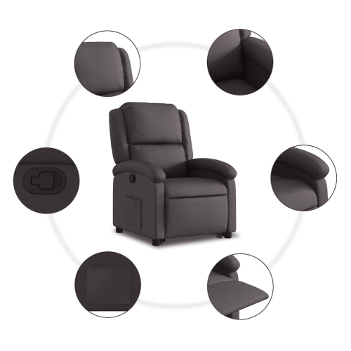 Fauteuil inclinable en cuir véritable brun foncé VidaXL