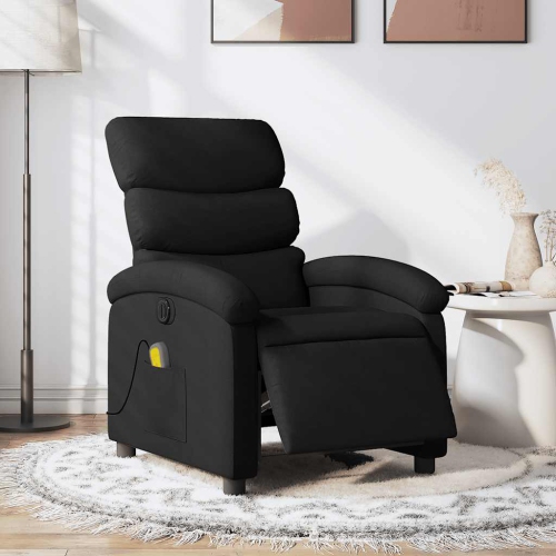 Fauteuil de massage inclinable électrique en tissu noir de vidaXL