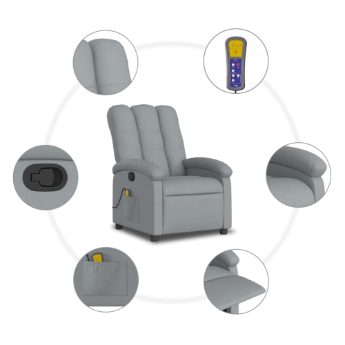 Fauteuil de massage inclinable en tissu gris pâle de vidaXL