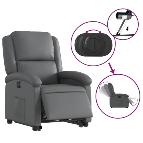 Fauteuil inclinable électrique en similicuir gris de vidaXL