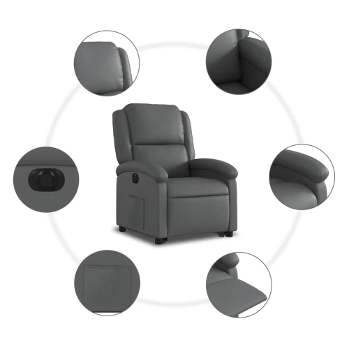 Fauteuil inclinable électrique en similicuir gris de vidaXL