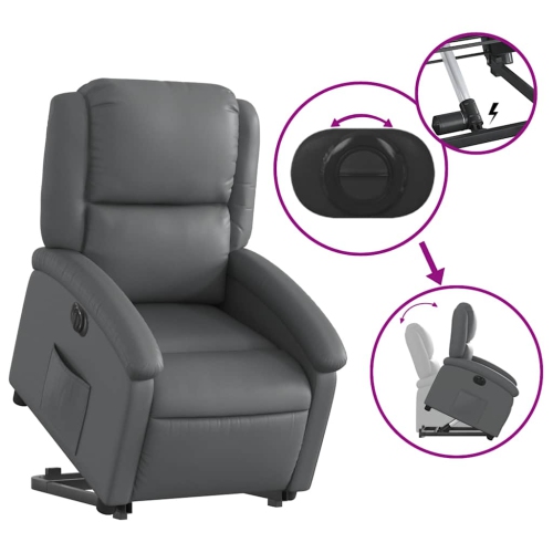 Fauteuil inclinable électrique en similicuir gris de vidaXL