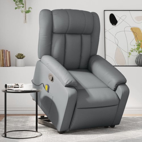 Fauteuil de massage inclinable en similicuir gris VidaXL
