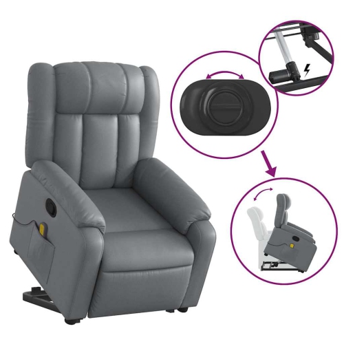Fauteuil de massage inclinable en similicuir gris VidaXL