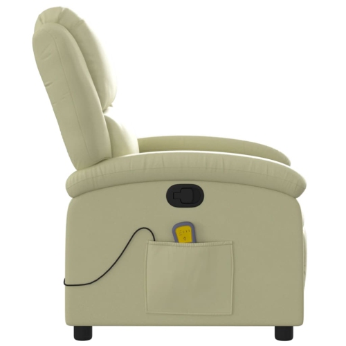 Fauteuil de massage inclinable en cuir véritable crème de vidaXL