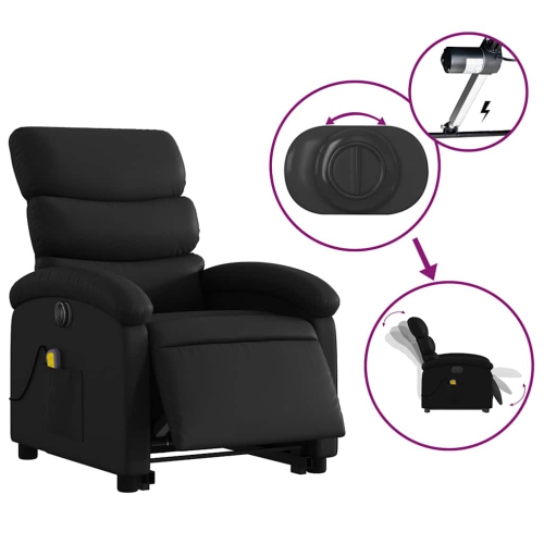 Fauteuil de massage inclinable électrique en similicuir noir de vidaXL