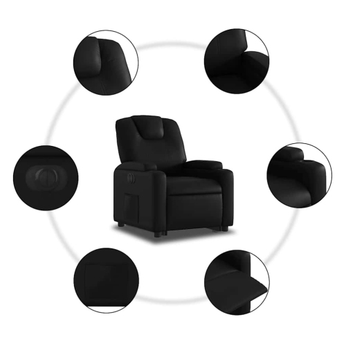 Fauteuil inclinable électrique en similicuir noir de vidaXL
