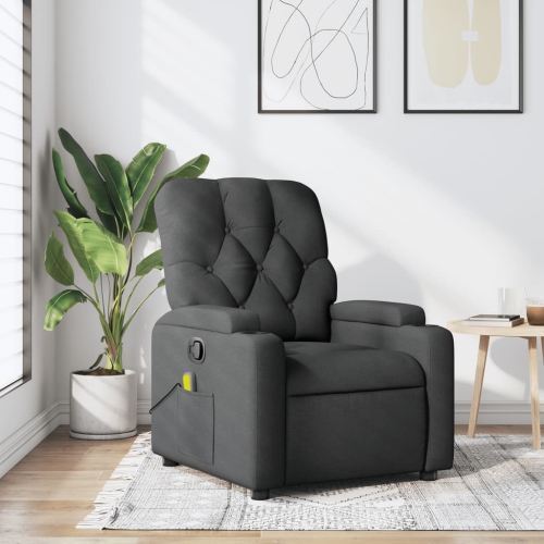 Fauteuil de massage inclinable en tissu gris foncé vidaXL
