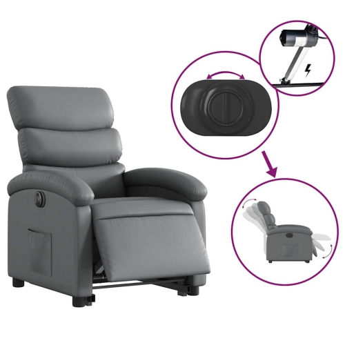 Fauteuil inclinable électrique en similicuir gris de vidaXL