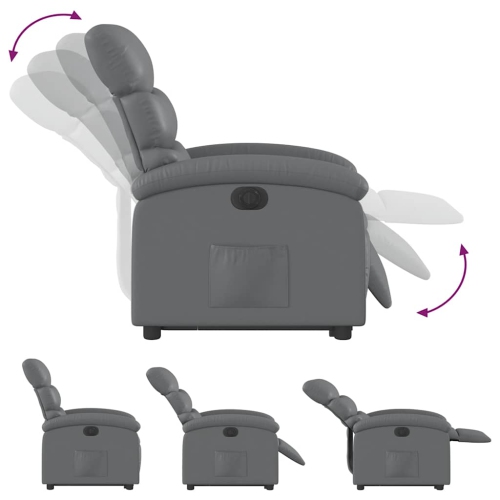 Fauteuil inclinable électrique en similicuir gris de vidaXL