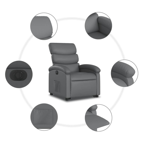 Fauteuil inclinable électrique en similicuir gris de vidaXL