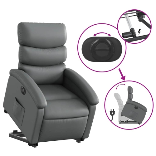 Fauteuil inclinable électrique en similicuir gris de vidaXL