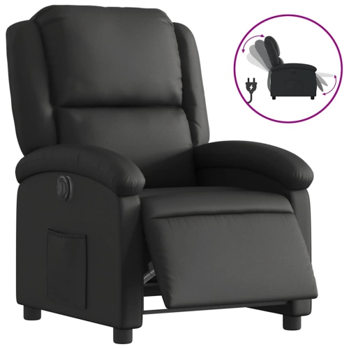 vidaXL Electric Recliner Chair Black Real Leather
