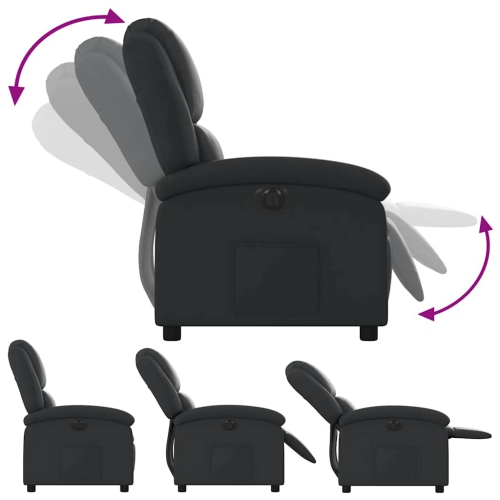 vidaXL Electric Recliner Chair Black Real Leather