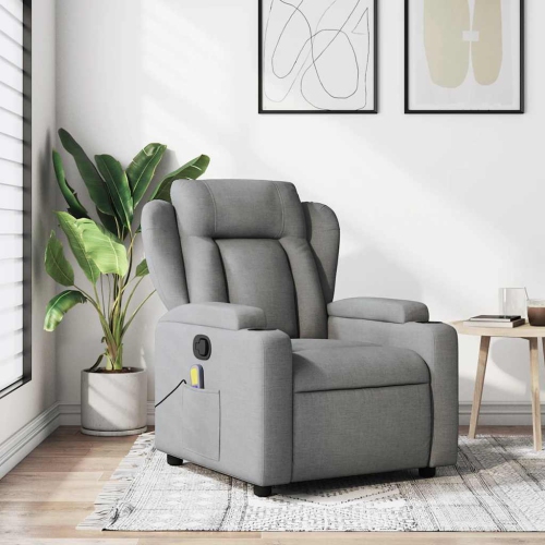 Fauteuil de massage inclinable en tissu gris pâle de vidaXL