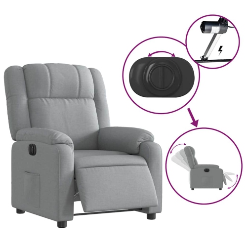 Fauteuil inclinable électrique en tissu gris pâle vidaXL