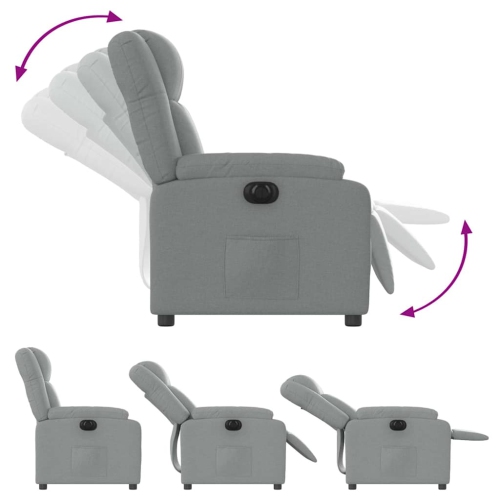 Fauteuil inclinable électrique en tissu gris pâle vidaXL