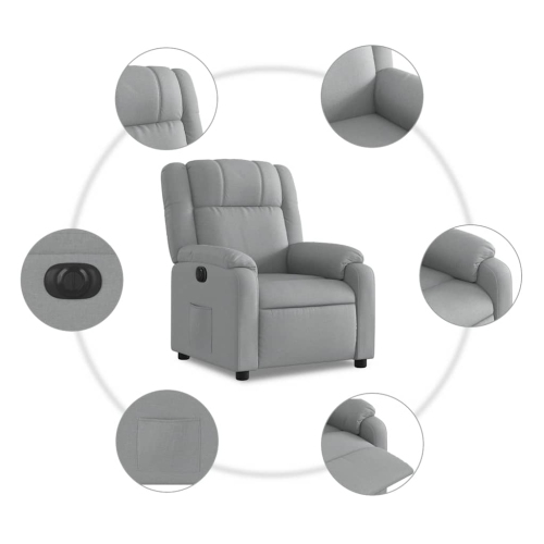 Fauteuil inclinable électrique en tissu gris pâle vidaXL